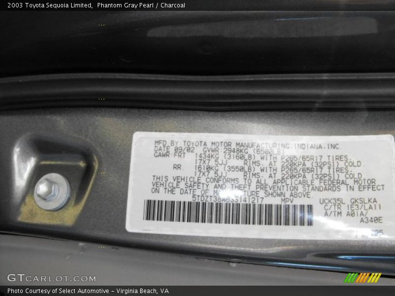 Phantom Gray Pearl / Charcoal 2003 Toyota Sequoia Limited