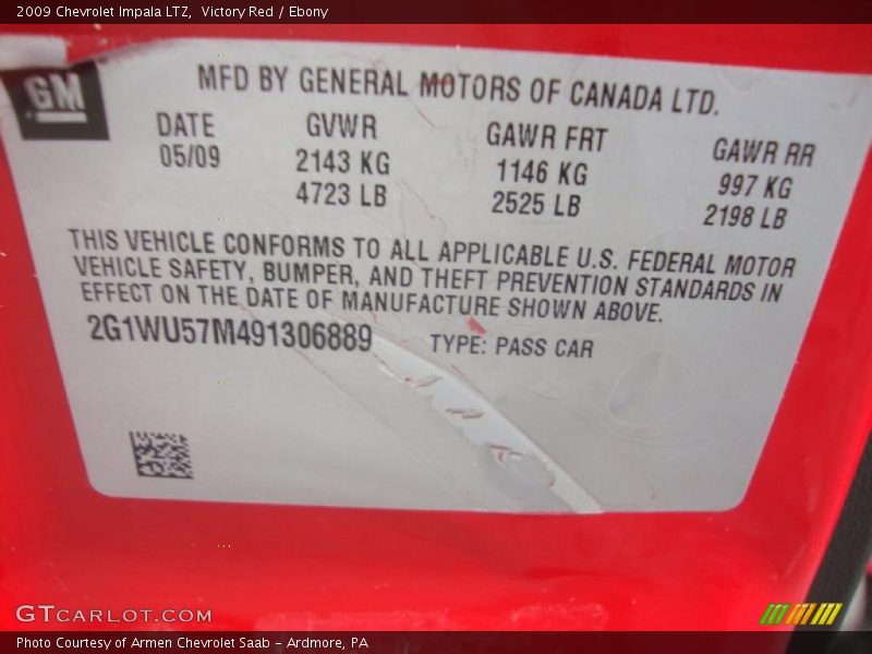 Victory Red / Ebony 2009 Chevrolet Impala LTZ