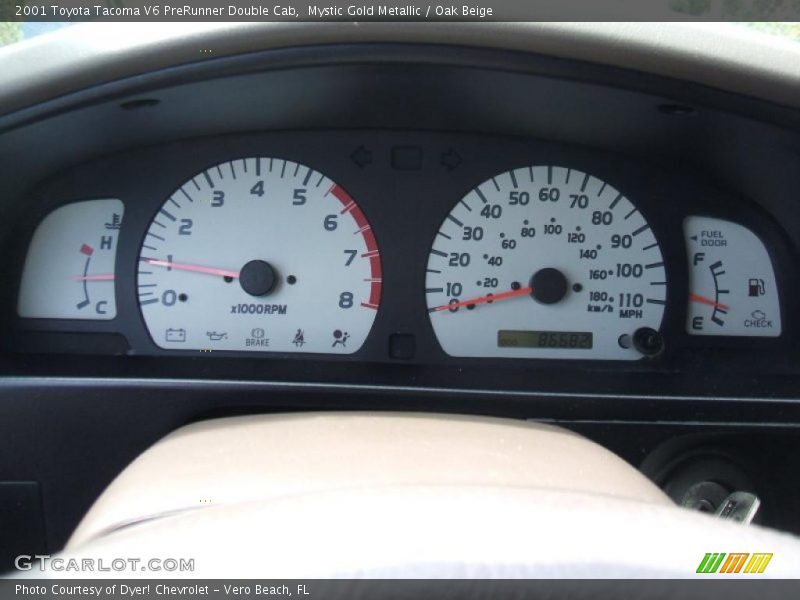 Mystic Gold Metallic / Oak Beige 2001 Toyota Tacoma V6 PreRunner Double Cab