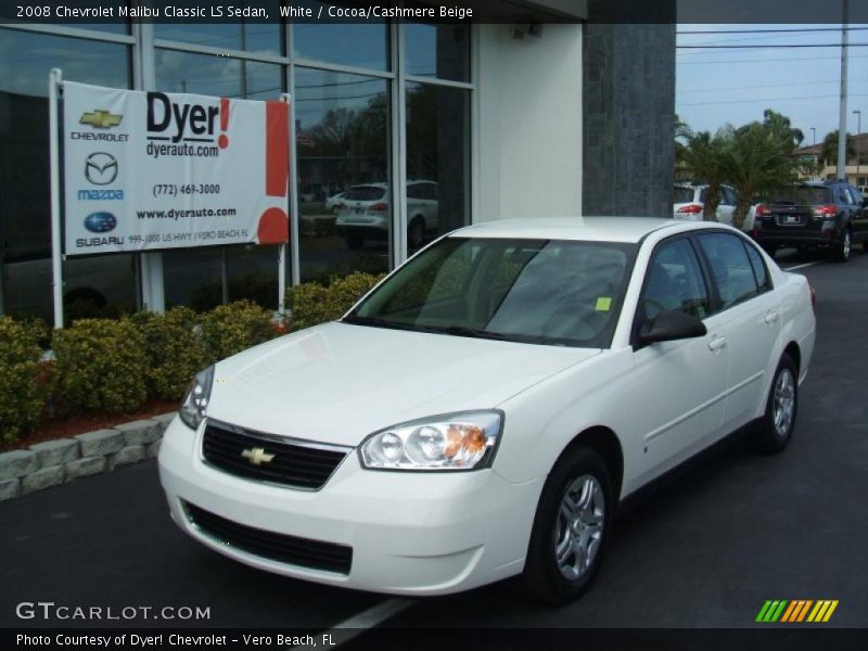 White / Cocoa/Cashmere Beige 2008 Chevrolet Malibu Classic LS Sedan