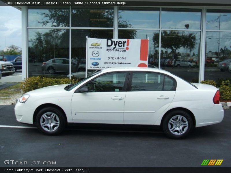 White / Cocoa/Cashmere Beige 2008 Chevrolet Malibu Classic LS Sedan