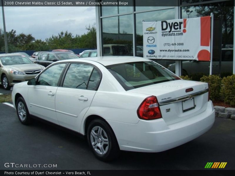 White / Cocoa/Cashmere Beige 2008 Chevrolet Malibu Classic LS Sedan