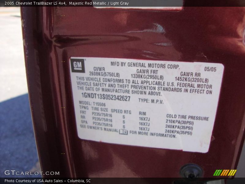 Majestic Red Metallic / Light Gray 2005 Chevrolet TrailBlazer LS 4x4