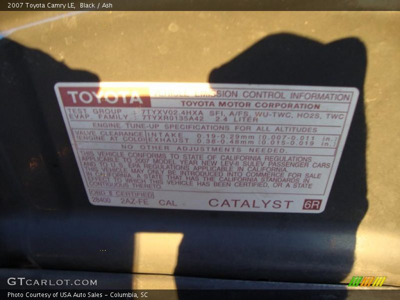 Black / Ash 2007 Toyota Camry LE