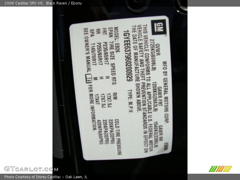 Black Raven / Ebony 2006 Cadillac SRX V6