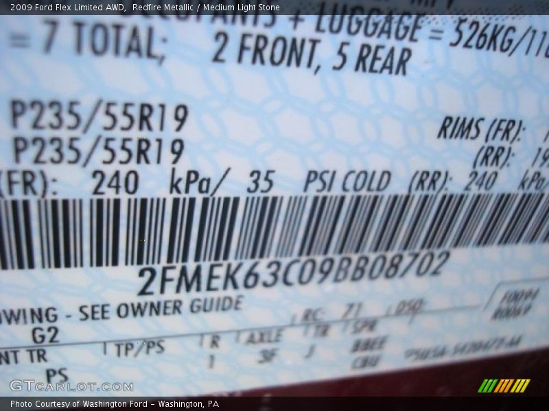 Redfire Metallic / Medium Light Stone 2009 Ford Flex Limited AWD