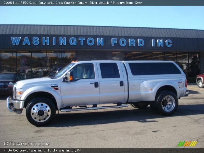 Silver Metallic / Medium Stone Grey 2008 Ford F450 Super Duty Lariat Crew Cab 4x4 Dually