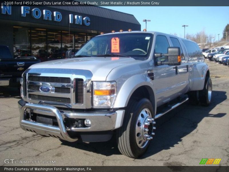 Silver Metallic / Medium Stone Grey 2008 Ford F450 Super Duty Lariat Crew Cab 4x4 Dually