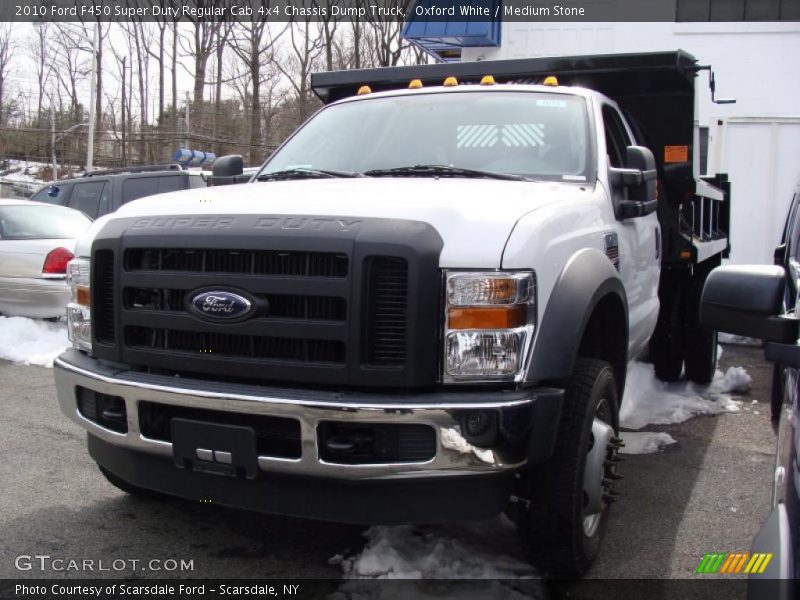 Oxford White / Medium Stone 2010 Ford F450 Super Duty Regular Cab 4x4 Chassis Dump Truck