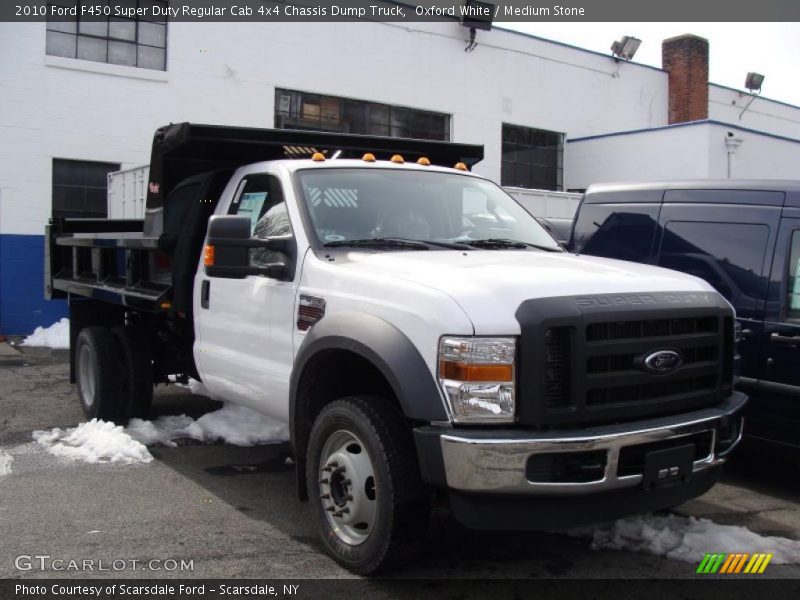 Oxford White / Medium Stone 2010 Ford F450 Super Duty Regular Cab 4x4 Chassis Dump Truck