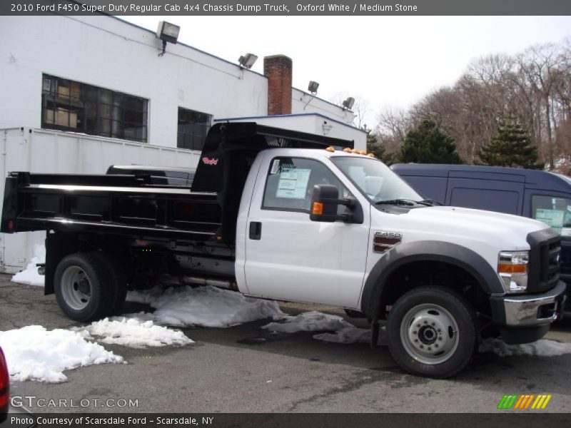 Oxford White / Medium Stone 2010 Ford F450 Super Duty Regular Cab 4x4 Chassis Dump Truck