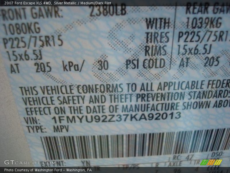 Silver Metallic / Medium/Dark Flint 2007 Ford Escape XLS 4WD