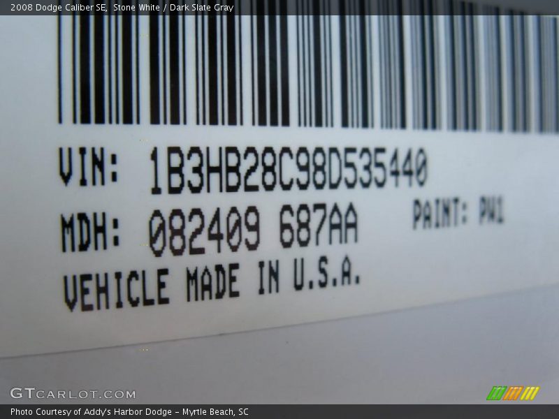 Stone White / Dark Slate Gray 2008 Dodge Caliber SE