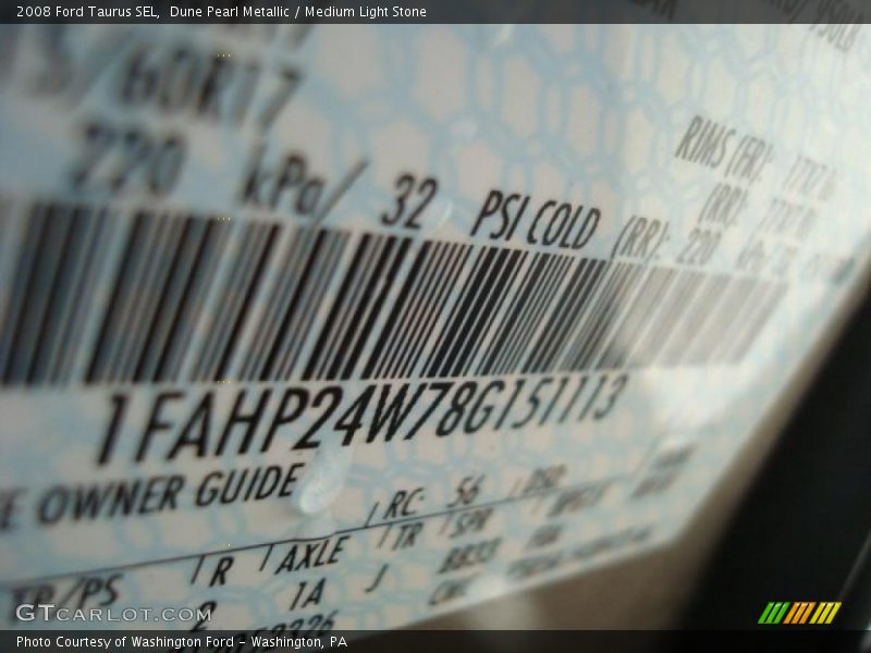Dune Pearl Metallic / Medium Light Stone 2008 Ford Taurus SEL