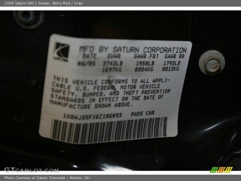 Berry Red / Gray 2006 Saturn ION 2 Sedan