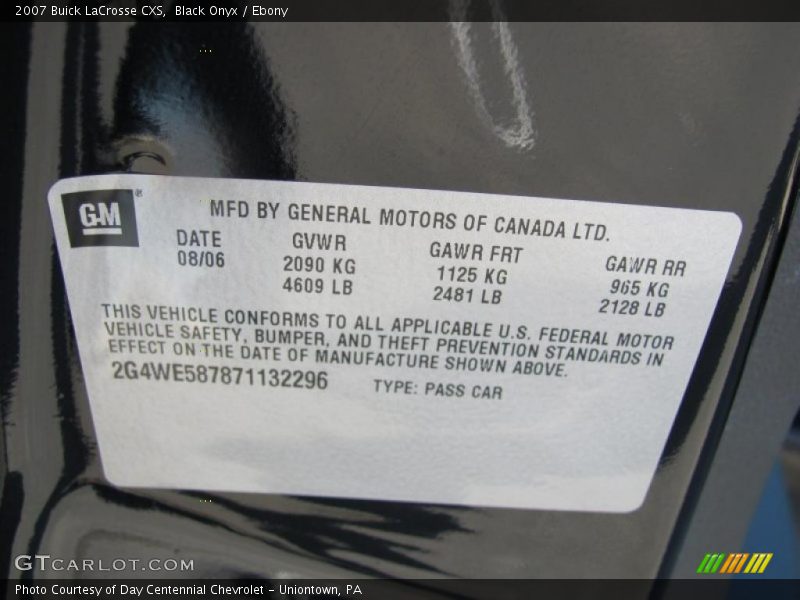 Black Onyx / Ebony 2007 Buick LaCrosse CXS