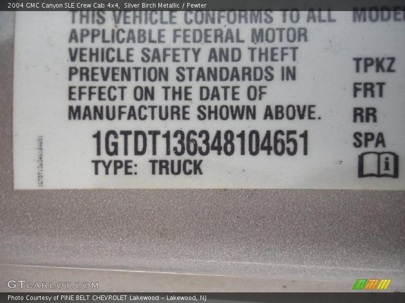 Silver Birch Metallic / Pewter 2004 GMC Canyon SLE Crew Cab 4x4