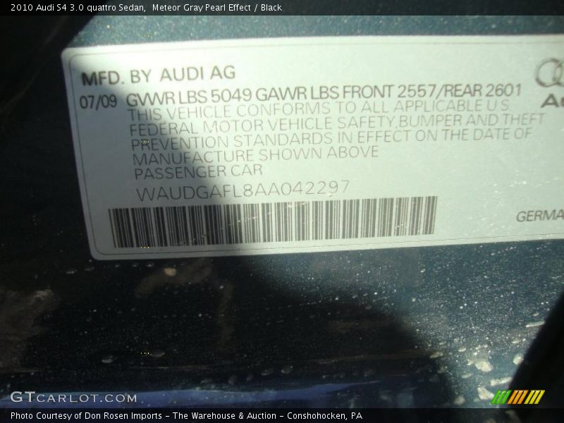 Meteor Gray Pearl Effect / Black 2010 Audi S4 3.0 quattro Sedan