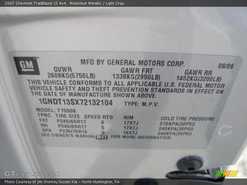 Moondust Metallic / Light Gray 2007 Chevrolet TrailBlazer LS 4x4