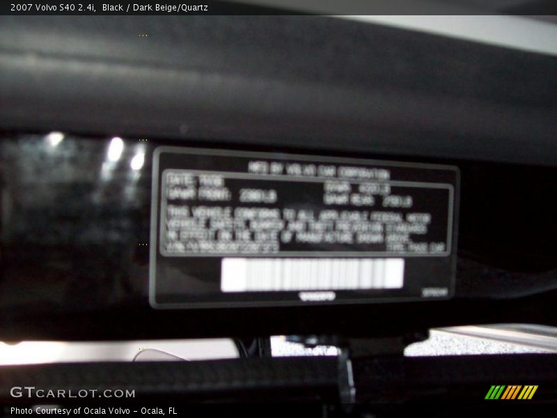 Black / Dark Beige/Quartz 2007 Volvo S40 2.4i