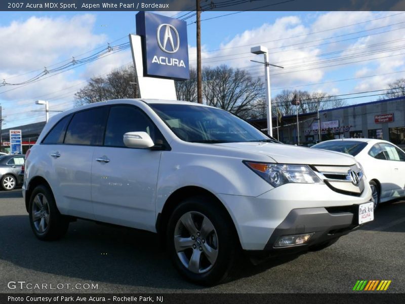 Aspen White Pearl / Bordeaux 2007 Acura MDX Sport