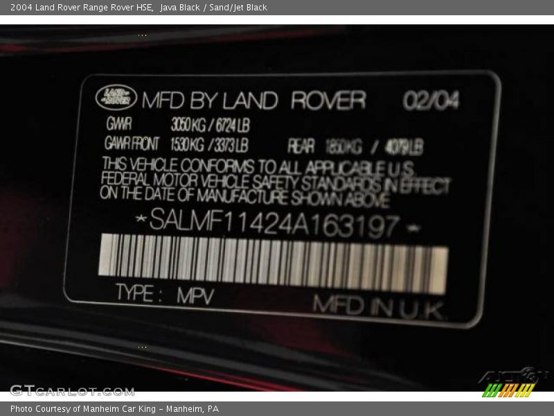 Java Black / Sand/Jet Black 2004 Land Rover Range Rover HSE