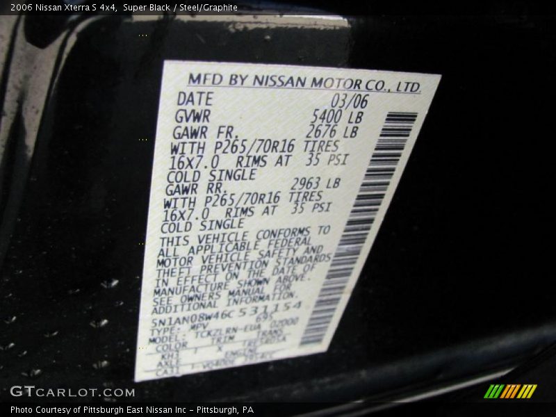 Super Black / Steel/Graphite 2006 Nissan Xterra S 4x4