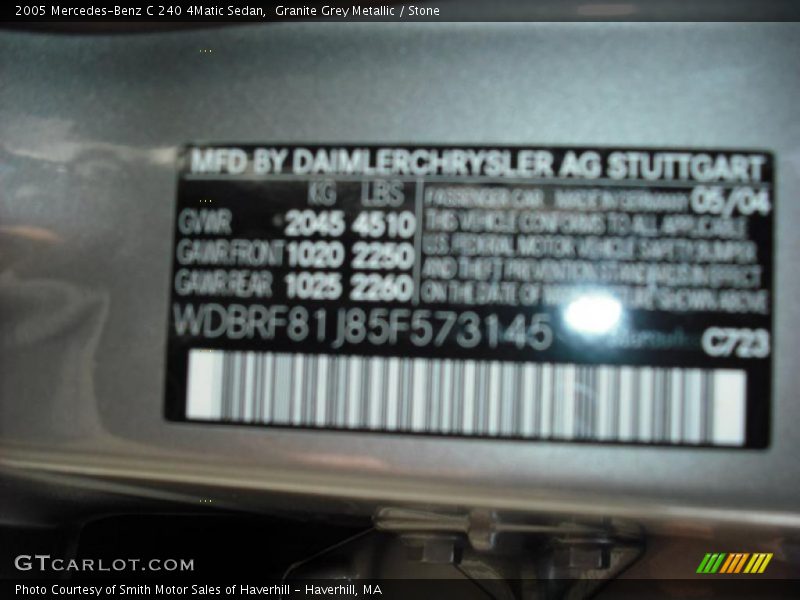 Granite Grey Metallic / Stone 2005 Mercedes-Benz C 240 4Matic Sedan