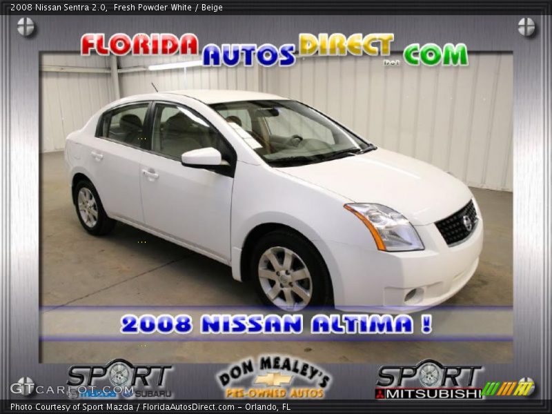 Fresh Powder White / Beige 2008 Nissan Sentra 2.0