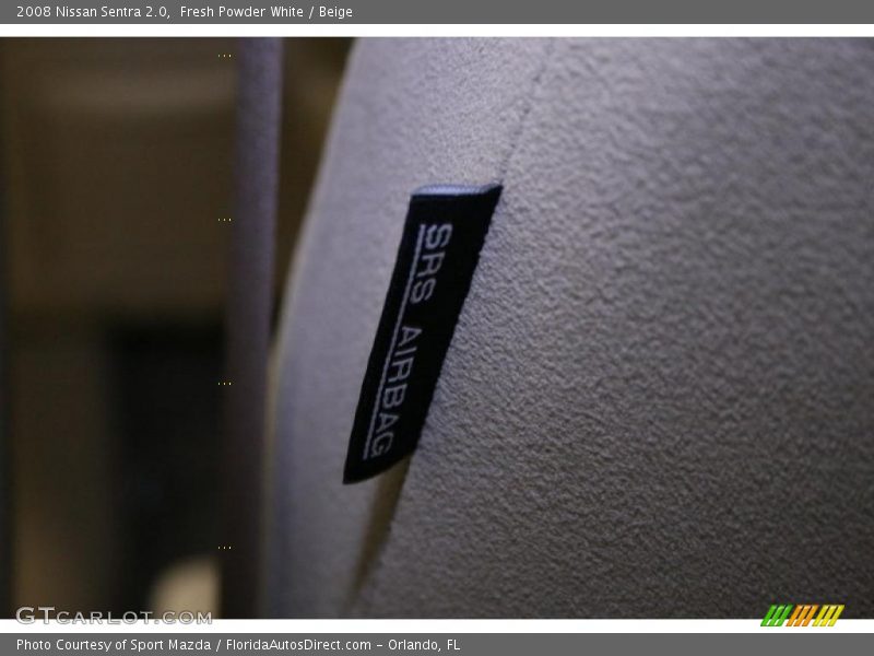 Fresh Powder White / Beige 2008 Nissan Sentra 2.0