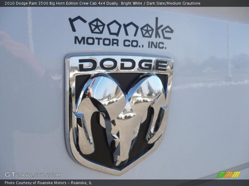 Bright White / Dark Slate/Medium Graystone 2010 Dodge Ram 3500 Big Horn Edition Crew Cab 4x4 Dually