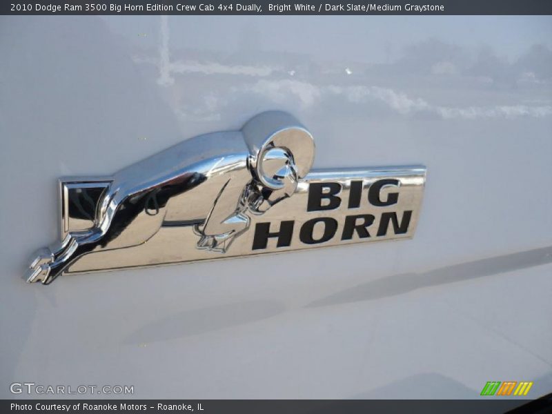 Bright White / Dark Slate/Medium Graystone 2010 Dodge Ram 3500 Big Horn Edition Crew Cab 4x4 Dually