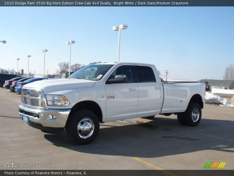 Bright White / Dark Slate/Medium Graystone 2010 Dodge Ram 3500 Big Horn Edition Crew Cab 4x4 Dually