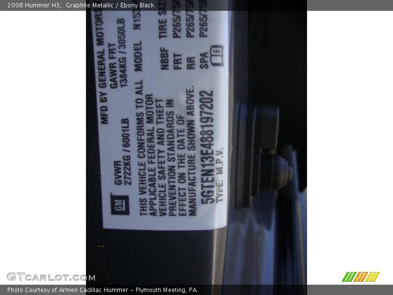 Graphite Metallic / Ebony Black 2008 Hummer H3