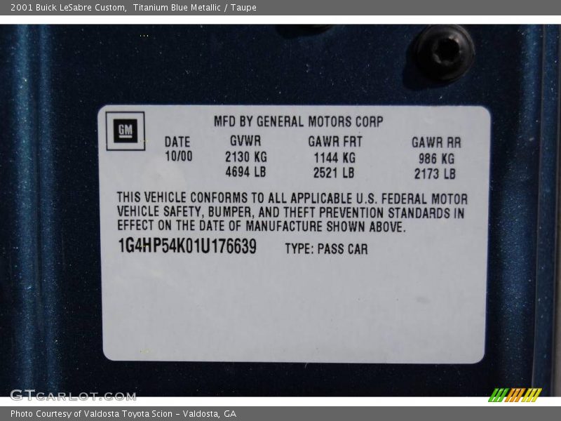 Titanium Blue Metallic / Taupe 2001 Buick LeSabre Custom