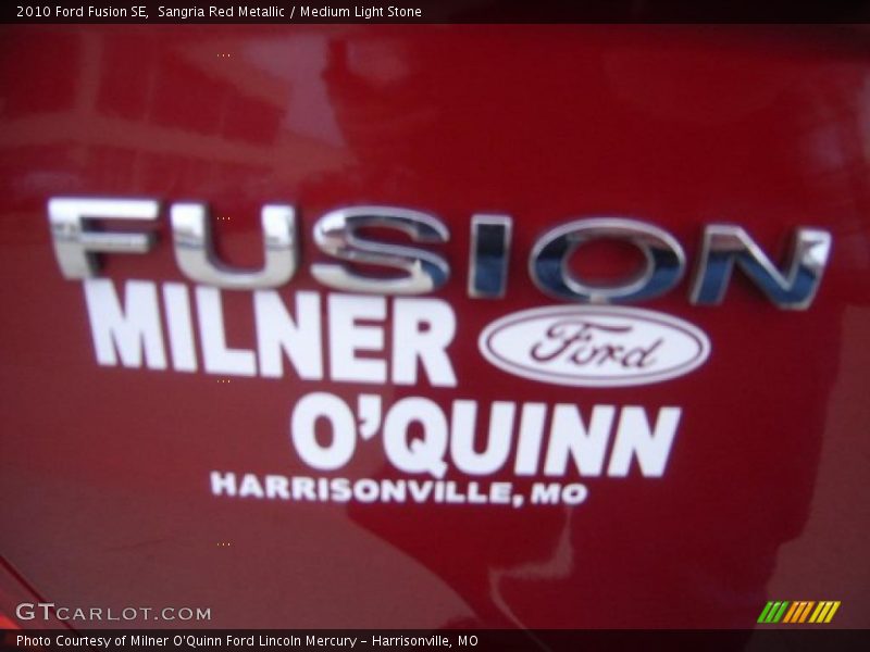 Sangria Red Metallic / Medium Light Stone 2010 Ford Fusion SE