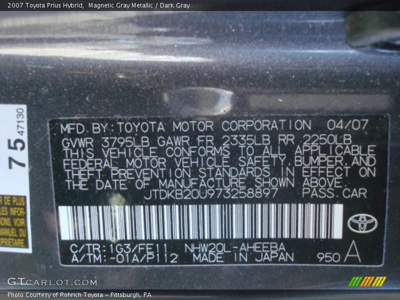 Magnetic Gray Metallic / Dark Gray 2007 Toyota Prius Hybrid
