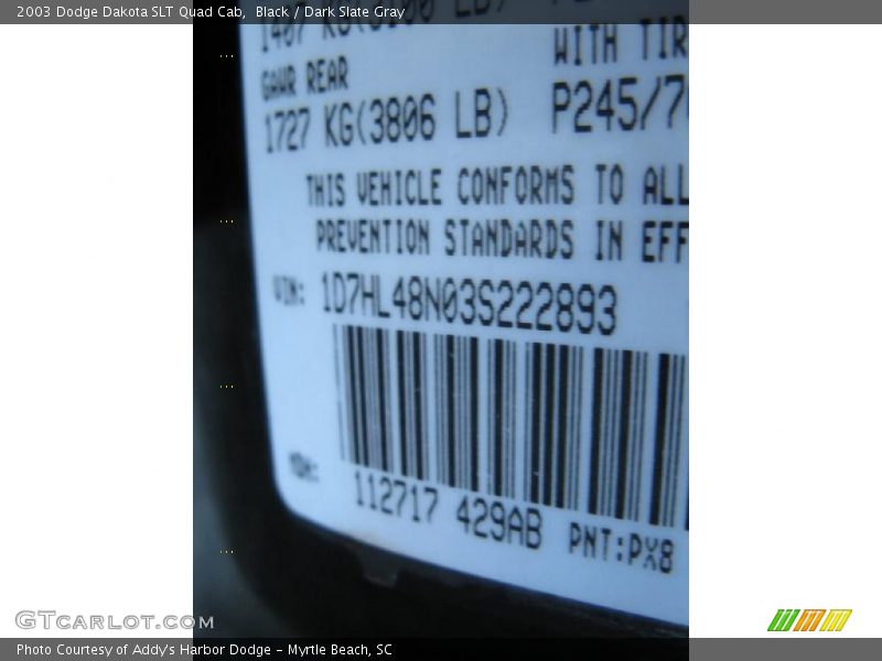 Black / Dark Slate Gray 2003 Dodge Dakota SLT Quad Cab