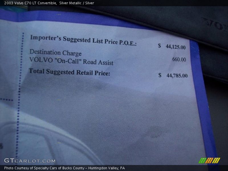 Silver Metallic / Silver 2003 Volvo C70 LT Convertible
