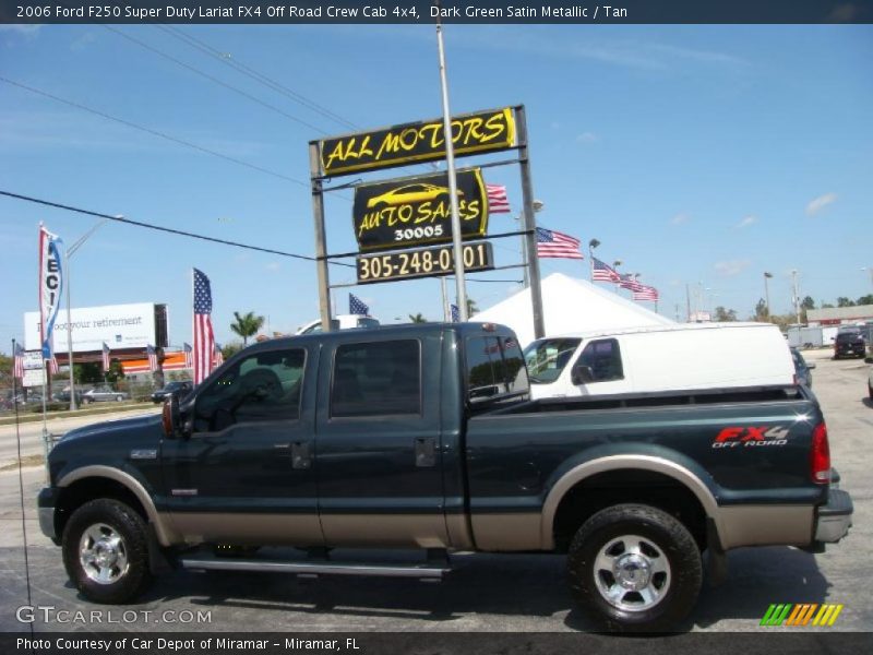 Dark Green Satin Metallic / Tan 2006 Ford F250 Super Duty Lariat FX4 Off Road Crew Cab 4x4
