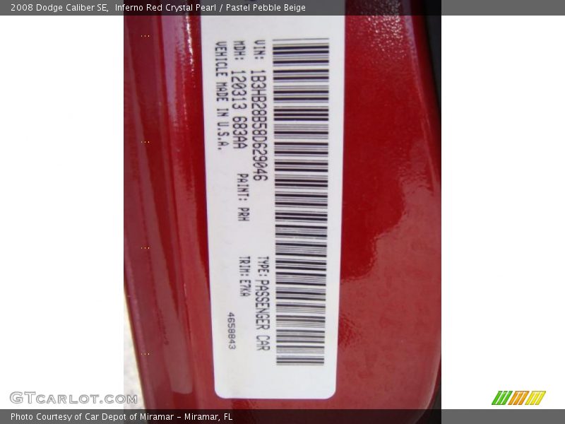 Inferno Red Crystal Pearl / Pastel Pebble Beige 2008 Dodge Caliber SE
