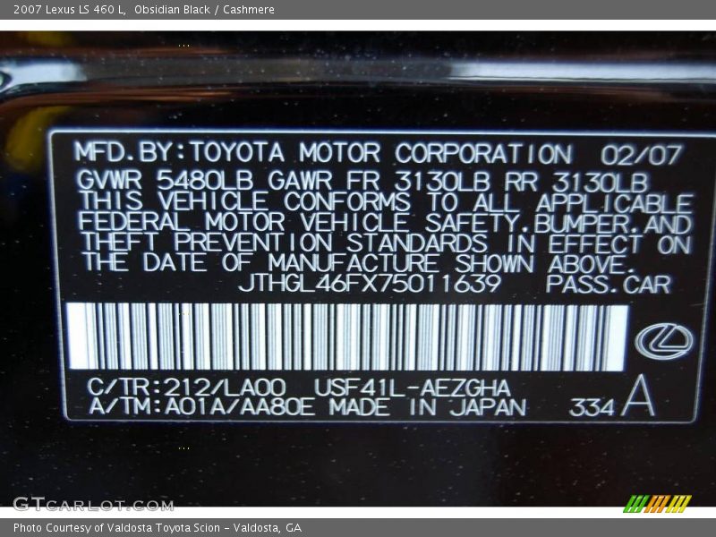 Obsidian Black / Cashmere 2007 Lexus LS 460 L