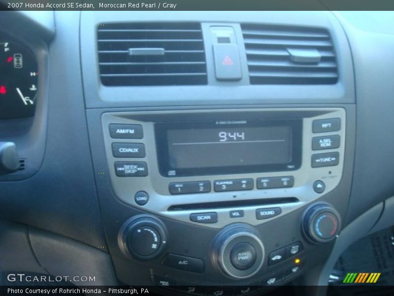Moroccan Red Pearl / Gray 2007 Honda Accord SE Sedan