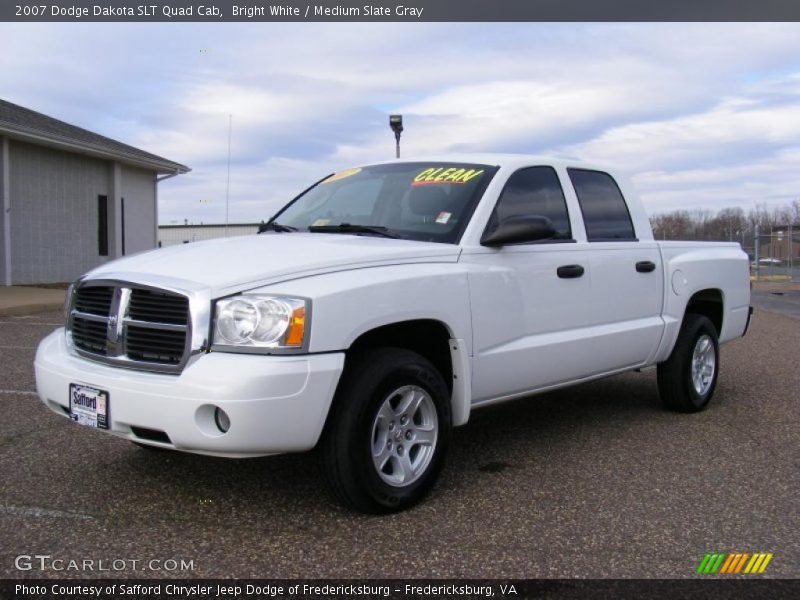 Bright White / Medium Slate Gray 2007 Dodge Dakota SLT Quad Cab