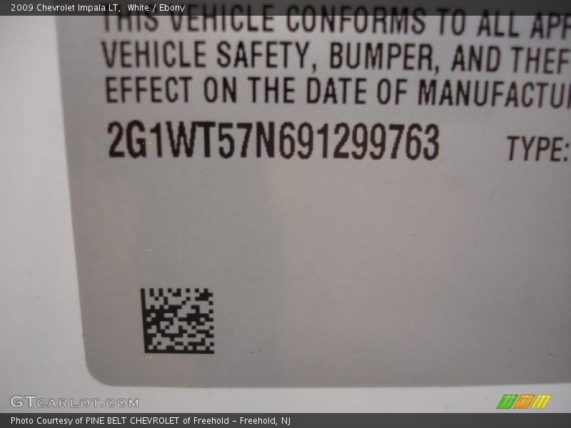 White / Ebony 2009 Chevrolet Impala LT
