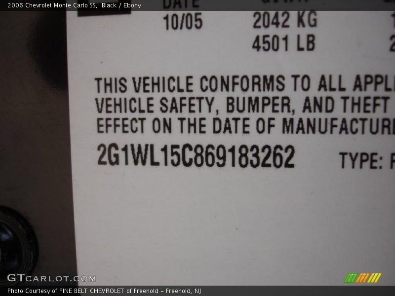 Black / Ebony 2006 Chevrolet Monte Carlo SS