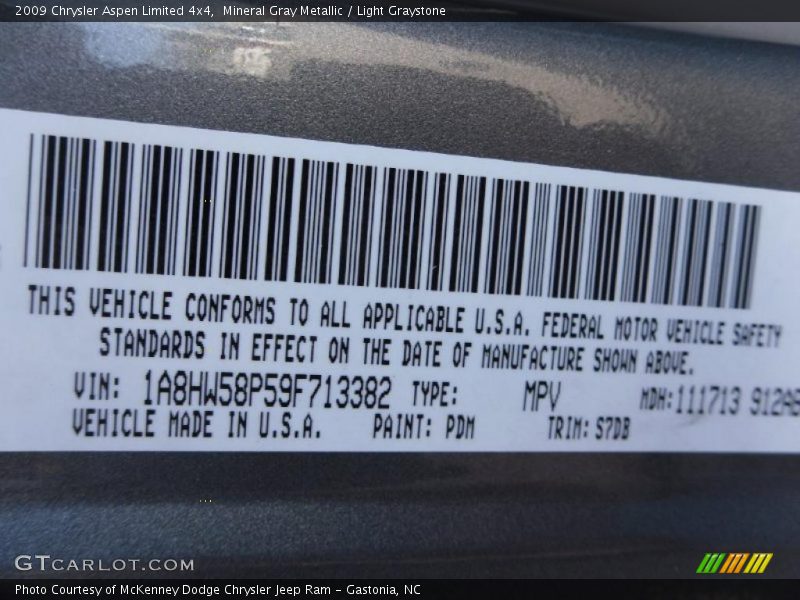 Mineral Gray Metallic / Light Graystone 2009 Chrysler Aspen Limited 4x4