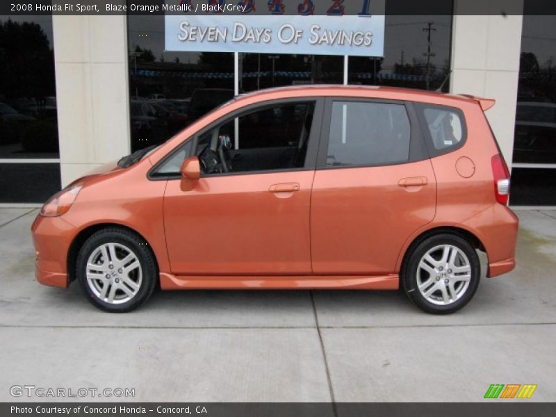 Blaze Orange Metallic / Black/Grey 2008 Honda Fit Sport
