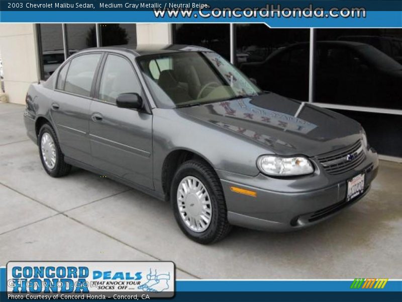 Medium Gray Metallic / Neutral Beige 2003 Chevrolet Malibu Sedan
