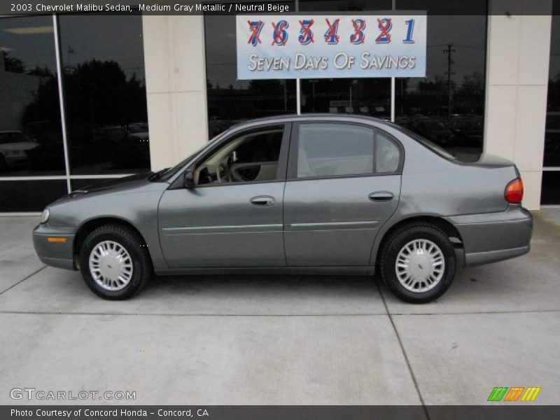 Medium Gray Metallic / Neutral Beige 2003 Chevrolet Malibu Sedan